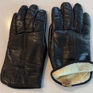 Vintage shearling lined leather gloves